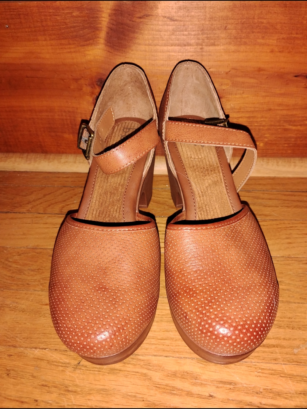 b.o.c. Tan Mary Jane Clogs with Ankle Strap